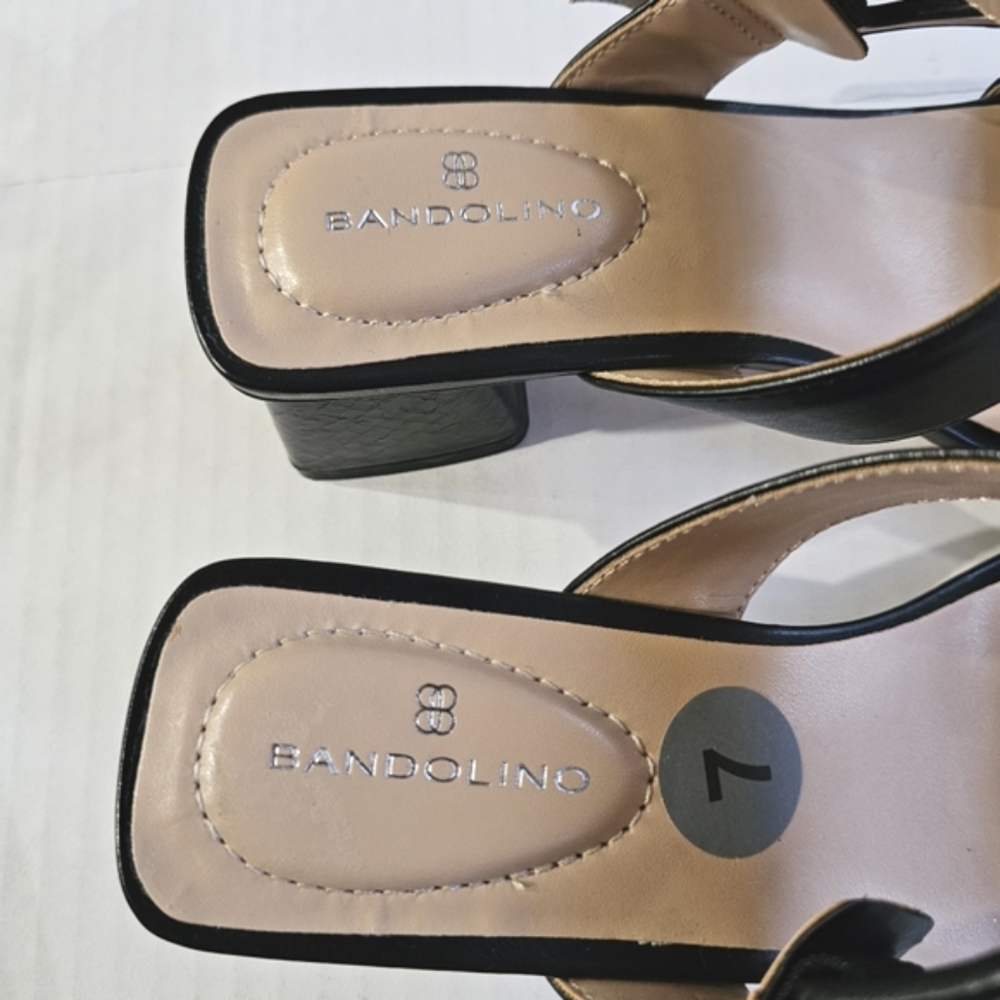Bandolino black open toe sandals size 7 slides buckle strap square toe NWOT - Picture 11 of 12